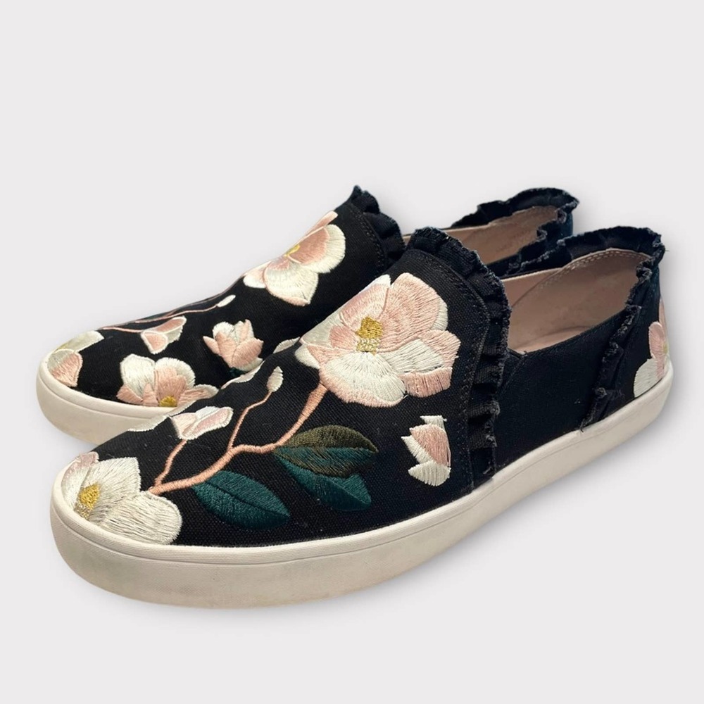KATE SPADE Women’s Leonie Slip On Floral Embroidered Canvas Sneakers Size 8.5